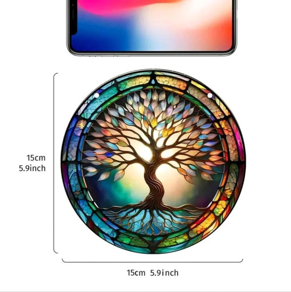 Tree nature weather stained glass style resin decor enamel home hanging picture - Picture 6 of 7